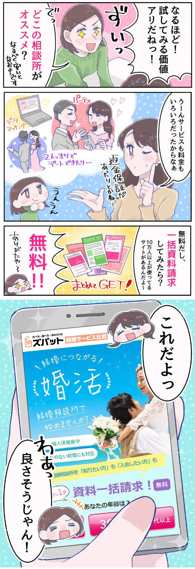 ズバット結婚相談サービス比較を教える友人